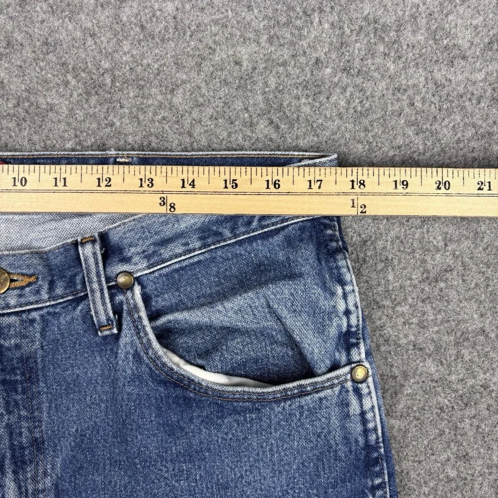 Wrangler 36MWZ Slim Fit Jeans Mens 35x32 Cowboy Cut Medium Wash Blue Western EUC
